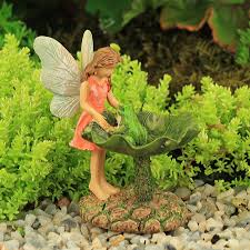 Leaf Bird Bath With Fairy And Frog