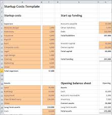 start up costs calculator template