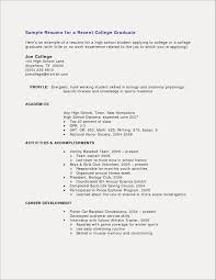 Resume Sample For High School Graduate With No Work Experience New