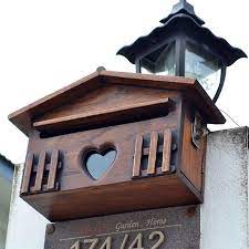 Creative Wooden Mailbox Outdoor Post