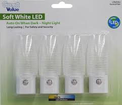 Great Value 4 Pack Led Automatic Light Sensing Night Light Soft White Walmart Com Walmart Com