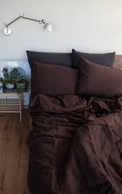 Linen Duvet Cover In Chocolate Brown