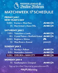 The 🇺🇸 home of the premier league and fa women's super league on nbc, nbcsn and @peacocktv. Nbc Sports Soccer On Twitter Ring In The New Year With Matchweek 17 In The Premier League Myplmorning