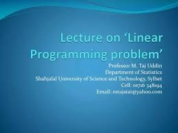 Ppt Lecture On Linear Programming