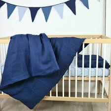 Linen Kids Bedding Set Navy Blue