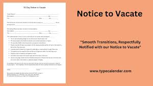 free printable notice to vacate letter