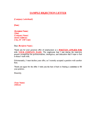 rejection letter for job offer pdffiller