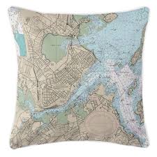 Island Girl Me Portland Me Nautical Chart Pillow