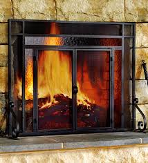 2 door steel fireplace fire screen with