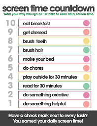 Screen Time Countdown Charts For Kids Kids Schedule Kids