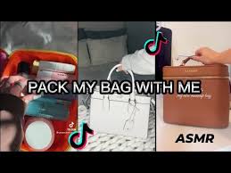 asmr pack my makeup bag with me tiktok