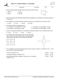Sprawdzian Matematyka Kl.8 | PDF