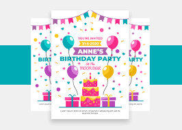 birthday party invite vector art icons