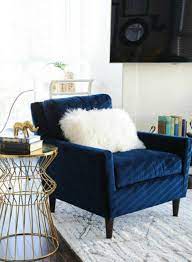 elegant and modern blue velvet chair