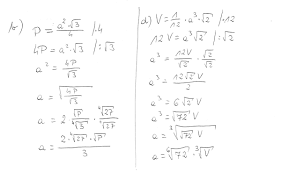 z podanych wzorów wyznacz wskazane wielkości b)P=a do potęgi2*pierwiastek z  3 przez4 ; a(a&gt;0)d)V=1/12*a - Brainly.pl