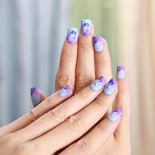 purple rose false nails self adhesive
