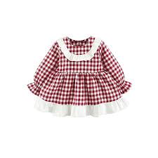 Funcee Kid Girls Cotton Dress Long Sleeve Plaid Dresses For 1 3years Baby Girls Clothing