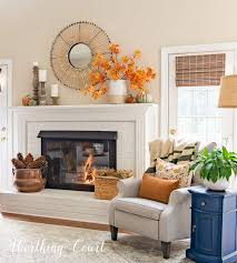 cozy fall mantel and fireplace decor