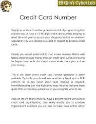 Elf qrin's discard, credit card generator. Credit Card Number