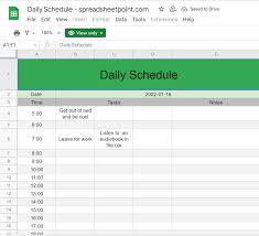 a schedule template in google sheets