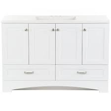 What are the shipping options for bathroom vanities? Glacier Bay Lancaster 48 In W X 19 In D Bathroom Vanity In White With Cultured Marble Vanity Top In White With White Sink Lc48p2 Wh The Home Depot