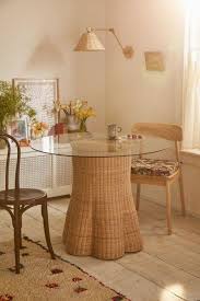 Round Rattan Glass Dining Table