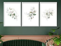 Framed Pink Green Botanical Pictures