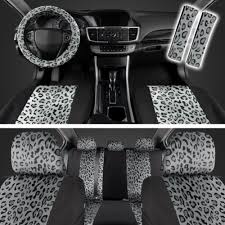 Full Set Gray Leopard Print Car Seat