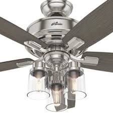 Hunter 54190 52 Bennett Brushed Nickel Ceiling Fan With Light Kit And Remote Control