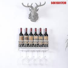 Wall Mounted Iron Wine Rack Bottle