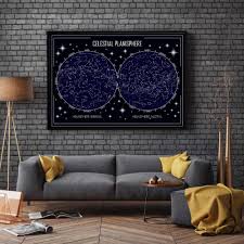 Star Map Abstract Celestial Planisphere Wall Art Canvas