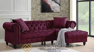 sofa tamu sudut minimalis red maroon