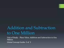 Addition And Subtraction To One Million