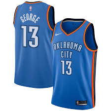 When paul george opted to change his jersey number from 24 to 13. Men S Oklahoma City Thunder Paul George Nike Blue Swingman Jersey Icon Edition