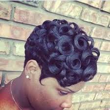 This process is exactly the same as the one above, except you will be using bigger sections of hair. Pin Curls Short Hair Black Women Short Hair Styles Pin Curls Short Hair Hair Styles