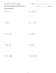 one step equations with fractions