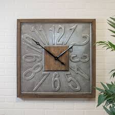 Wall Clock Wood Framed Metal