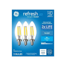 You can tell the width of the bulb by looking at the number that follows the a. Ge Refresh 60 Watt Eq B12 Daylight Dimmable Candle Light Bulb 3 Pack In The Decorative Light Bulbs Department At Lowes Com