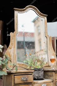 old vintage dirty wooden mirror