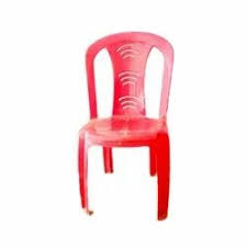 red coloured plastic chair