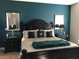 dramatic accent wall in master bedroom