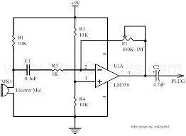Working of electret microphone preamplifier circuit: Speaker Problem With High Volume Electrical Engineering Stack Exchange