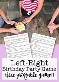 left right birthday party game free