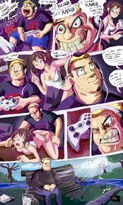 1girls arm grab black eyes breasts brother brother and sister  busty cleavage comic crying english text female female focus food forced  gamer glasses incest male microsoft original original character