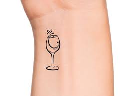 Wine Glass Heart Temporary Tattoo