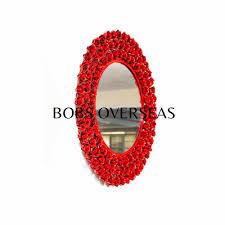Iron Red Rose Luxury Metal Wall Mirror
