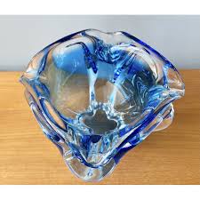 Vintage Murano Blue Glass Bowl 1960s