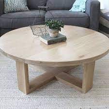 Round All Wood White Oak Coffee Table