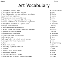 Art Voary Worksheet Wordmint