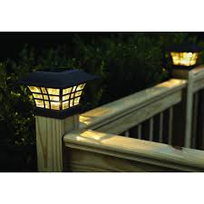 Solar Black Led Deck Post With Plastic Cage And Glass Lens